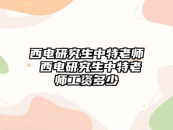 西電研究生中特老師 西電研究生中特老師工資多少